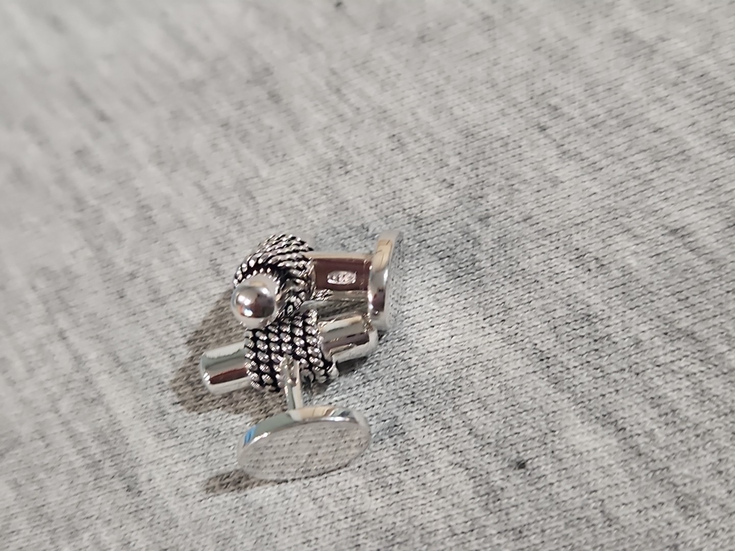 Signed 925 Sterling Silver Cufflings - image 3