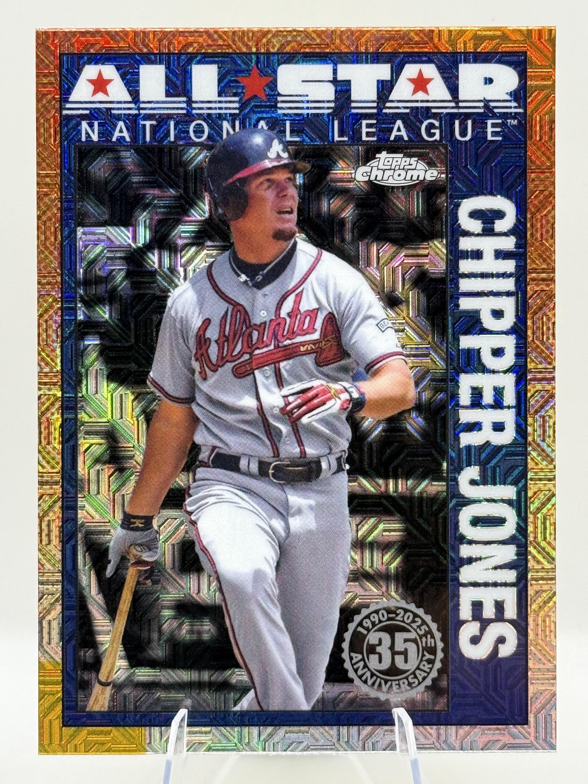 Chipper Jones #90ASC-11 Baseball Cards 2025 Topps 1990 Chrome All-Star trading card — raw and PSA graded price guide