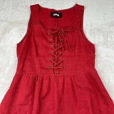 Reformation Midi Dress Size 6 Rust Red Corset Lace Up Bodice Front Slit Romantic