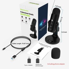 USB Microphone for PC Mac Gaming Recording Stream Podcast, Computer Con