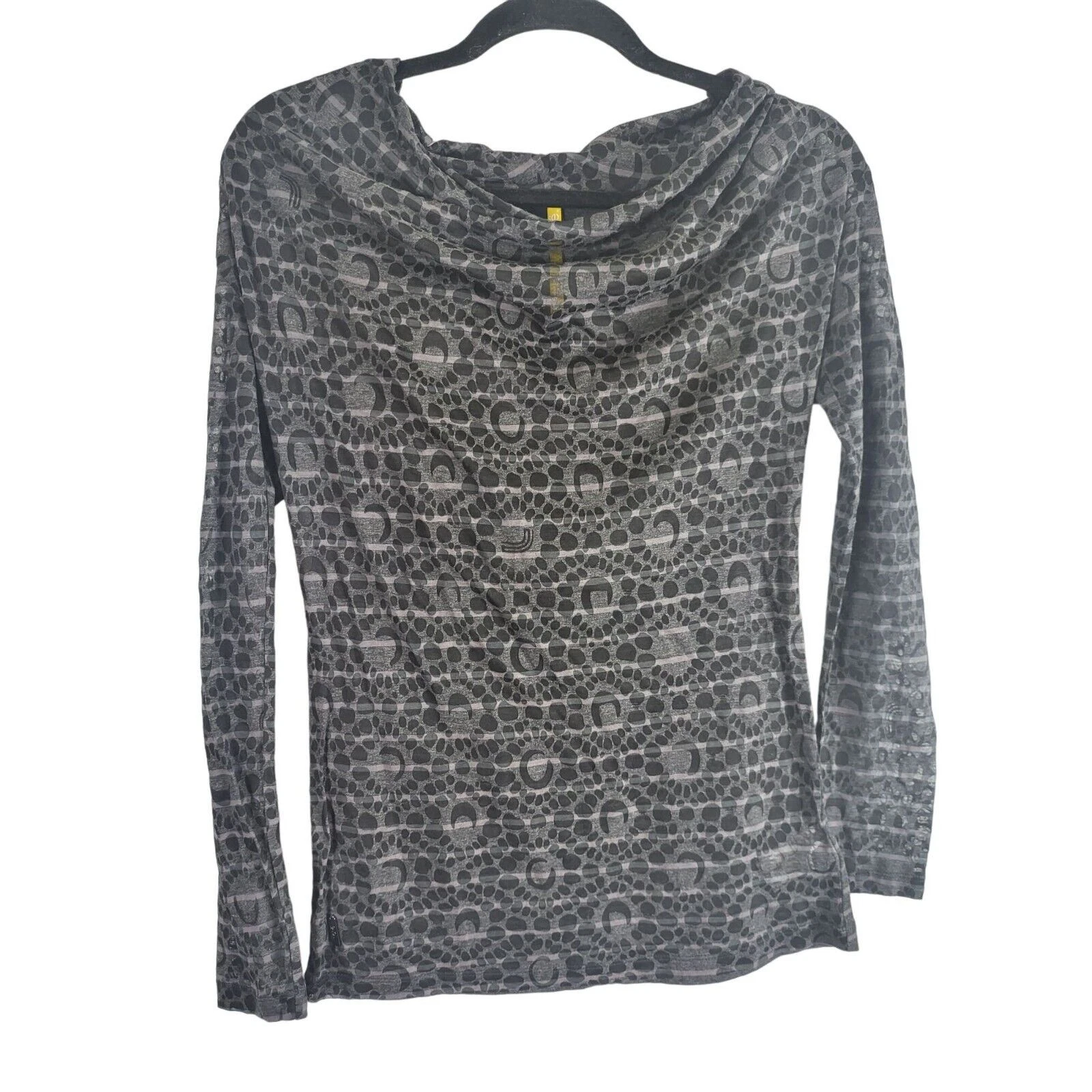 lole long sleeve pullover sheer wide neck blouse shirt