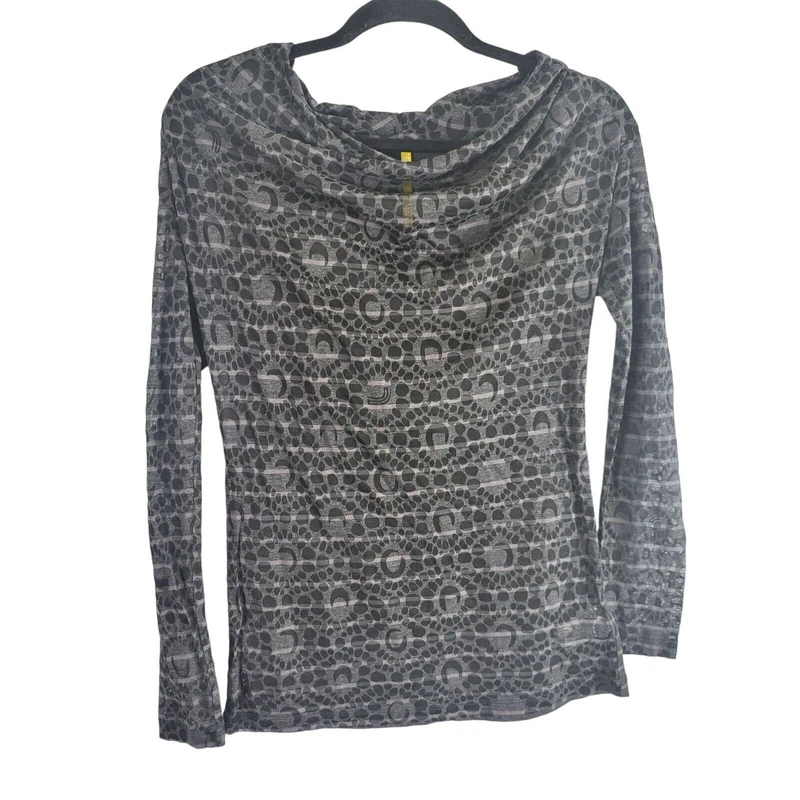 lole long sleeve pullover sheer wide neck blouse shirt