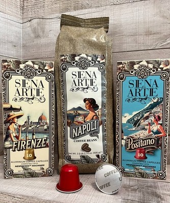 Siena Artie Napoli Coffee Beans Plus Fireneze & Positano Pods for NESPRESSSO
