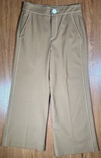 Zara Woman XS High Waist Contrast Sticks H Wide Leg Trouser Brown