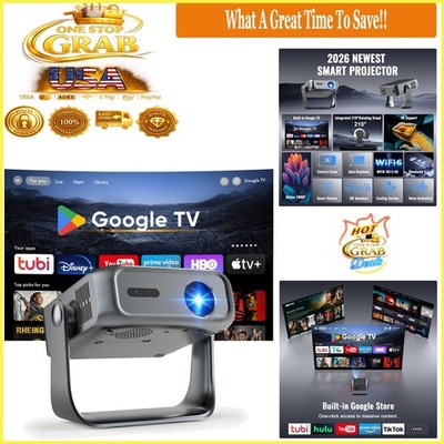 Portable 4K WiFi Bluetooth Projector with Built-in Apps, Auto Keystone