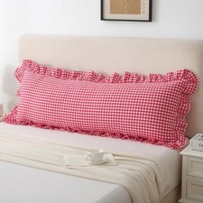 Gingham Ruffle Body Pillow Body Pillow 20" x 54" - 1 Piece Red/White Plaid