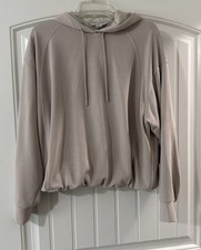 ATHLETA HOODED SEASOFT BUBBLE HEM ABALONE/Creme Size Medium bin100 
