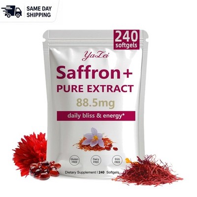 88.5mg Saffron Extract Softgels - , Gluten-Free, for Stress Relief & Health