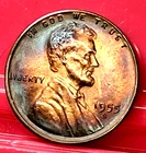 1955-S Lincoln Cents TONED BU ~ (2) Coins ~ FROM ORIGINAL 1960's ROLL