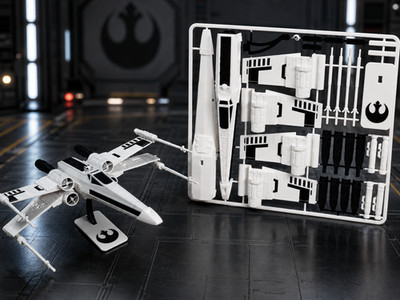 Sci-Fi Space Fighter Modellbausatz - 3D gedruckte Plastik Montagekarte / Deko