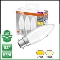 Osram 3X B22D B37 Led Leuchtmittel 4,9W (40W) 470Lm 2700K Warmweiß 200° Base
