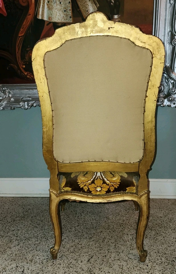 Antique French Louis XV Style Giltwood Carved Wood Side Chairs 20thC PICKUP - Image 3 of 4