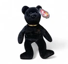 Vintage Ty Beanie Baby The End Black Bear Gold Bow