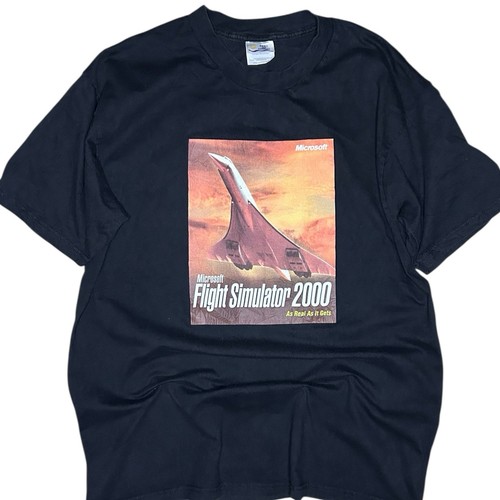Vintage Microsoft Flight Simulator 2000 PC Video Game Promo Mens Shirt Rare XL