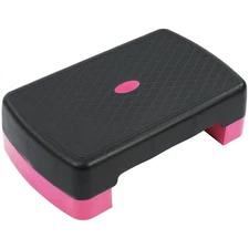 Fitvids 18" Workout Aerobic Stepper Platform with Adjustable Risers, Black/Pink