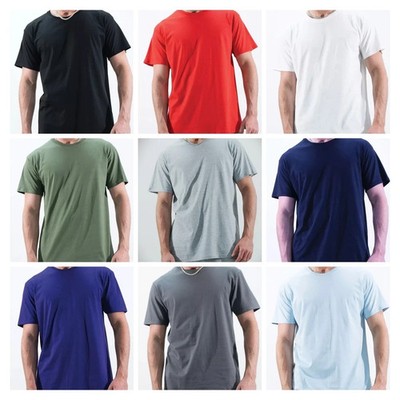 5er Pack Herren Slim Fit Uni Rundhals Einfarbig T-Shirt Baumwolle Kleidung 38-20