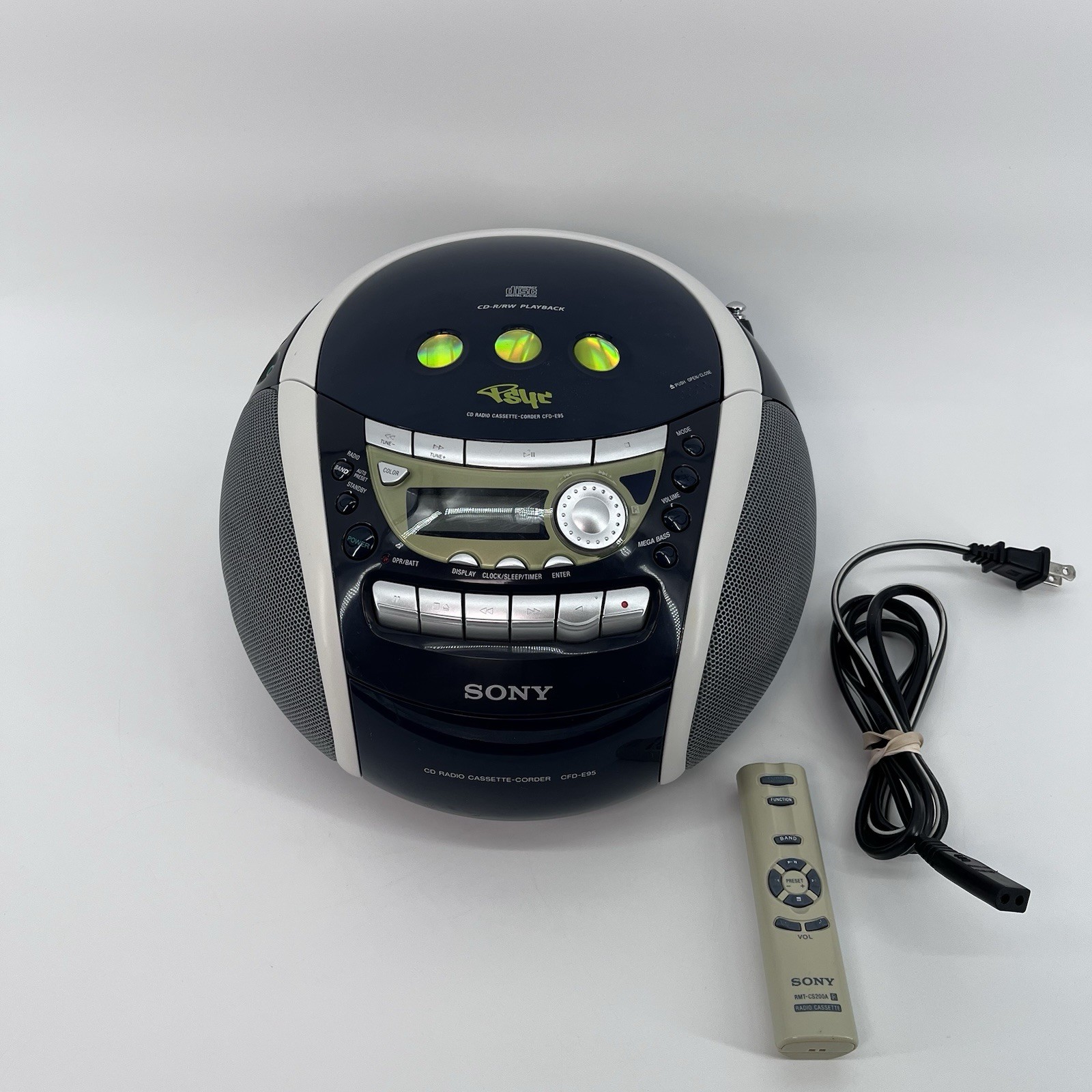 Sony CFD-E95  PSYC CD/Radio/Cassette Boombox Navy Blue Color