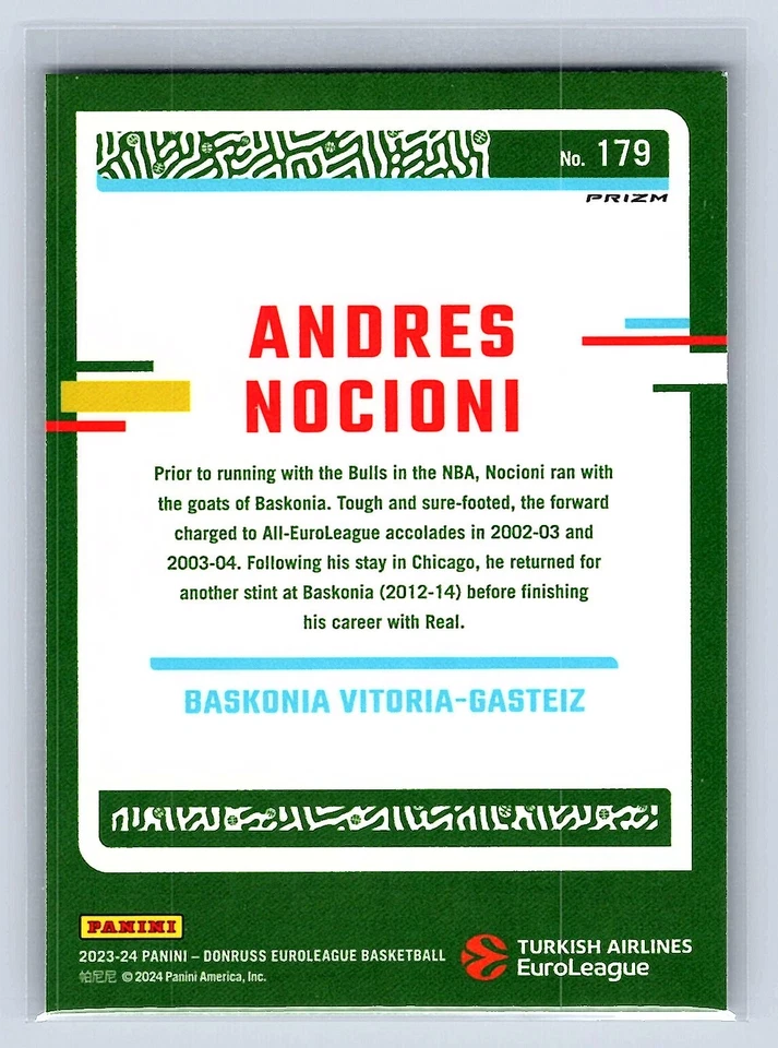 Andres Nocioni 2023-24 Donruss Turkish Airlines EuroLeague #179 Optic Holo - Image 2 of 2