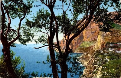 Capri - Via Tragara View Postcard Ed. C. Cotini Napoli 1930s-60s Mediterranean