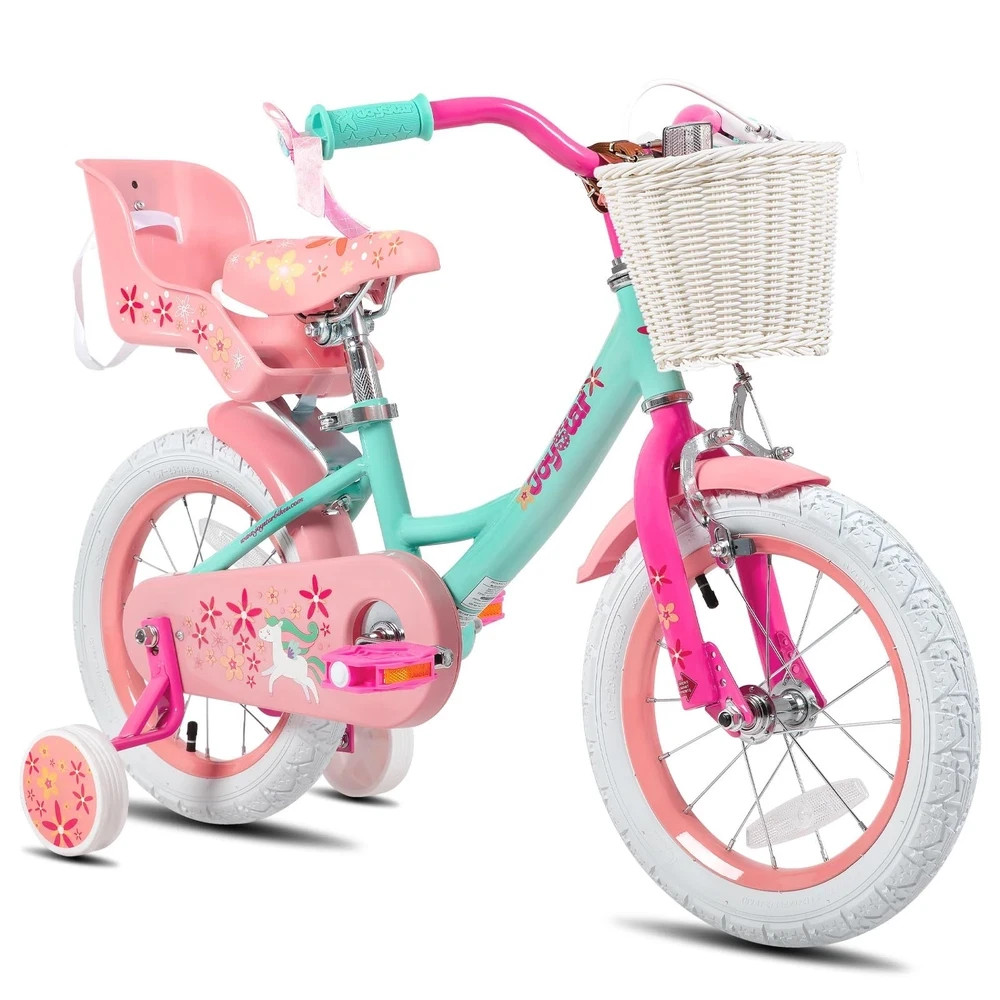 Kids Bike 14 Inch Training Wheels Green Toddler Princess JOY