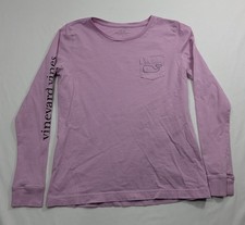 Vineyard Vines Girls Pink Long Sleeve T Shirt Front Pocket Logo Size Small
