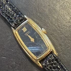 AB31 VTG Seiko Lady Tank Slim Watch Goldtone Black Dial Untested As Is Condition