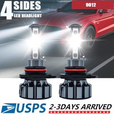 9012 HIR2 LED Headlight Bulbs Kit High/Low Beam Super Bright 6000K Combo White