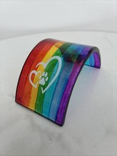 Paw Print Fused Glass Rainbow Bridge Pet Memorial Dog Cat Keepsake