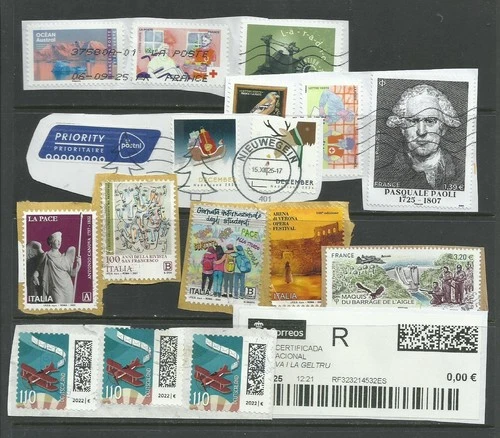 ? France Italy Germany Modern Used Stamps Lot QR Mail Art Aviation Thematics