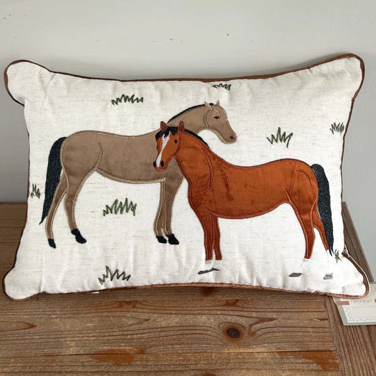 Lot De 2 Petits Coussins Décoratifs Carrés 7" - Motif Cheval - Occasion