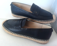 Sam Edelman Kai Espadrille Loafers Black Leather Wo's Shoes Size 9 Casual  New