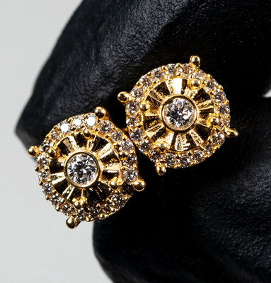 Men's Iced Lab Grown Diamond 10K Yellow Gold 0.30Ct Miracle Set Stud Earrings