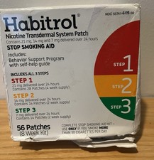 Habitrol Nicotine Transdermal 3 Step System Patch 56 Patches 7-21mg 8 Week Kit