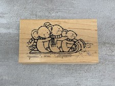 Sledding Mice Trio - Wood Rubber Stamp 3 Great Impressions F217