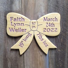 Personalized Baby Birth Stats Announcement Nursery Hand Carved Wooden Name Sign
