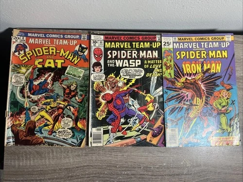 Vintage Marvel Comics Team Up - Spiderman, Iron Man, The Wasp, The Cat Low Grade
