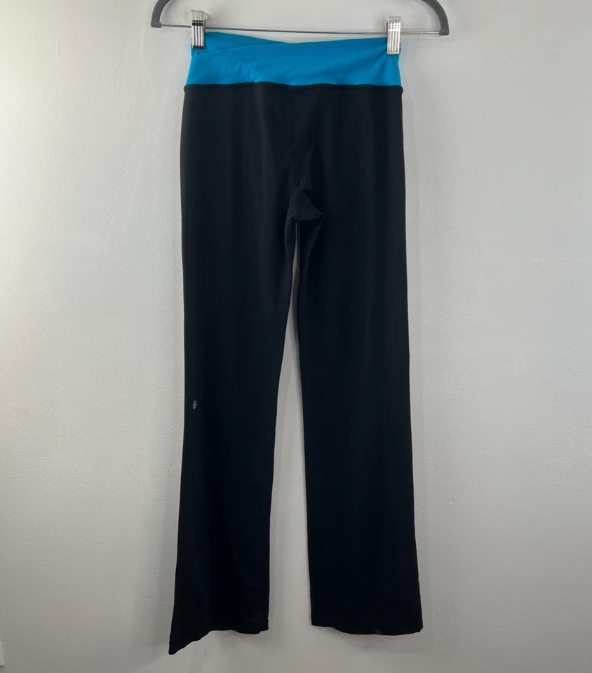 Pantalones Lululemon Astro Groove Yoga Azul Aqua Blanco Banda Cruzada 4 Foto 3 de 4
