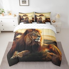 Lion Queen Comforter Set 7 Piece 3D Lion Bedding Set for Adults Men Wildlife ...