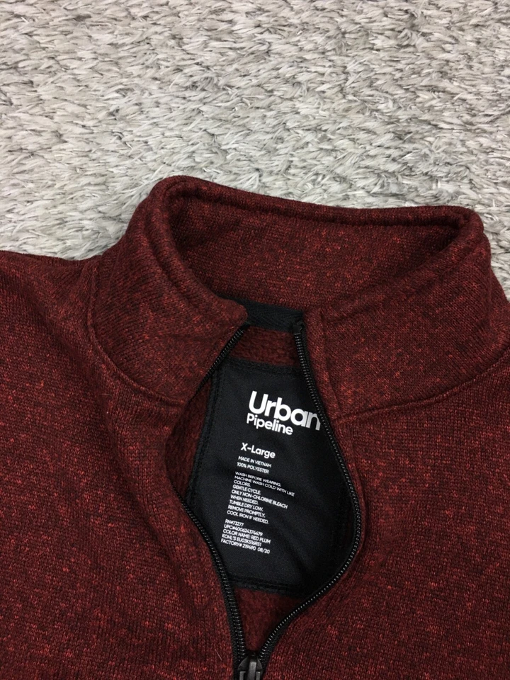Urban Pipeline 1/4 Zip Sweater Boys Size XL Dark Red Polyester Mock Neck - Image 4 of 4