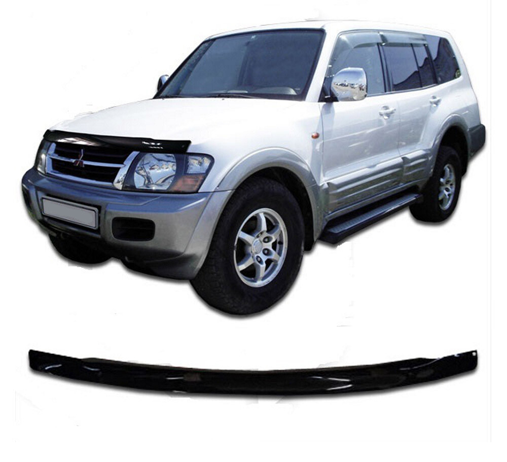 Bra de capot pour Mitsubishi Pajero V60 2002-2006 déflecteur protection noir mat en similicuir