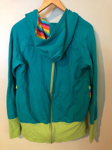 Babywearing Hoodie Jacket Sweatshirt Made by Zuz Medium Blue Green Rainbow EUC - Picture 2 of 2