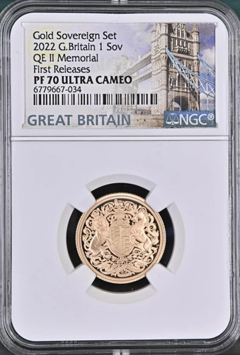 UK - GREAT BRITAIN , GOLD 1 SOVEREIGN QE II 2022 -  NGC PF 70 UC TOP POP , RARE5