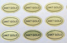 Gold Foil Labels 24KT GOLD  Peel Off Adhesive Tags Oval 1/2" x 5/16" Jewelry 24k