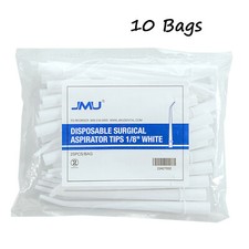 10Bags JMU Dental Surgical Suction Tips Aspirator Tips Disposable Medium 1/8"