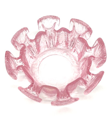 Viking Pink Optic Ice Snowflake Cosmic Art Glass Ashtray Bowl Votive Hand Blown