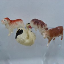4 Celluloid Viscoloid Animals Made in USA 1940s