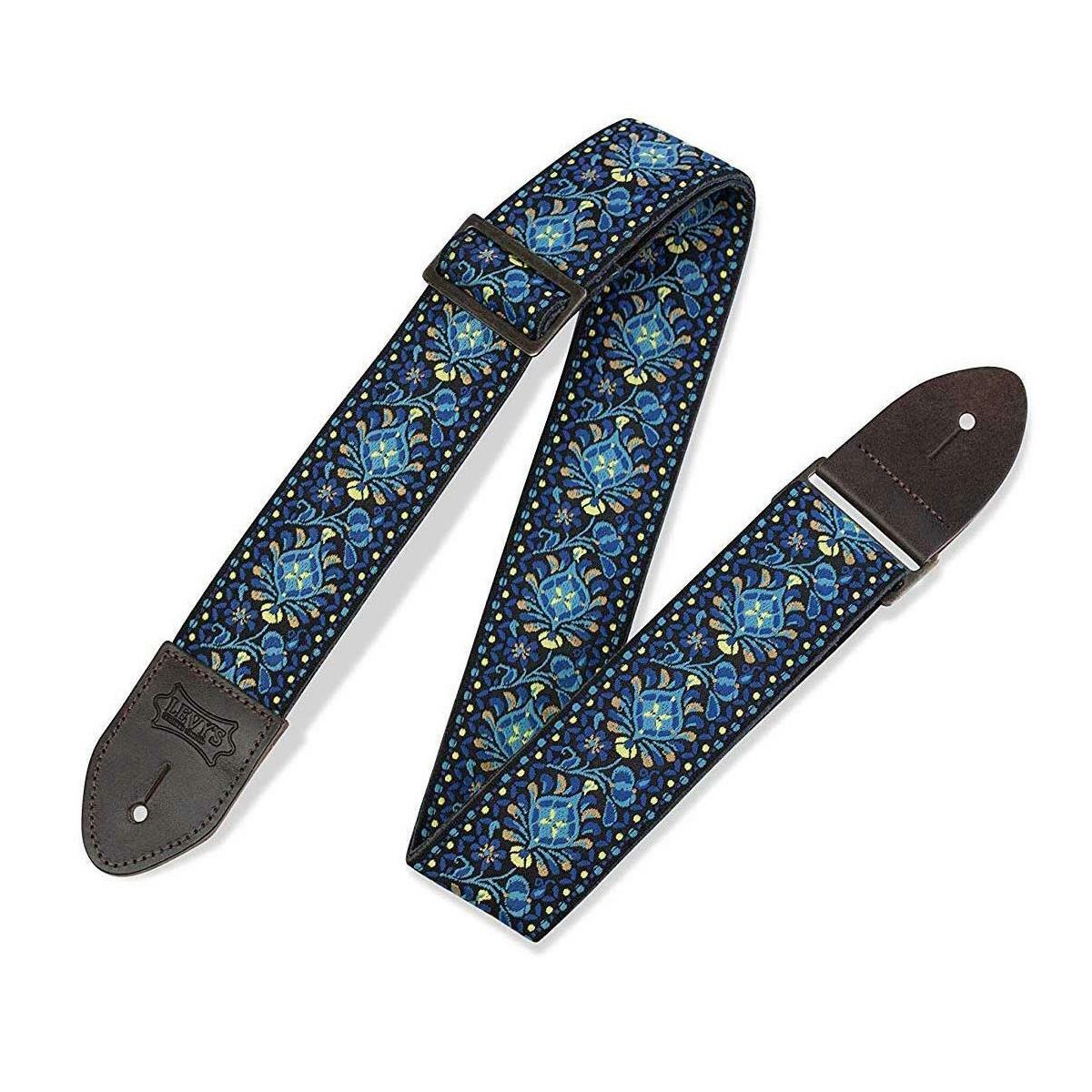 Кожаный винтажный гитарный ремешок из жаккардовой ткани Format 2 ярко-синий 6590₽