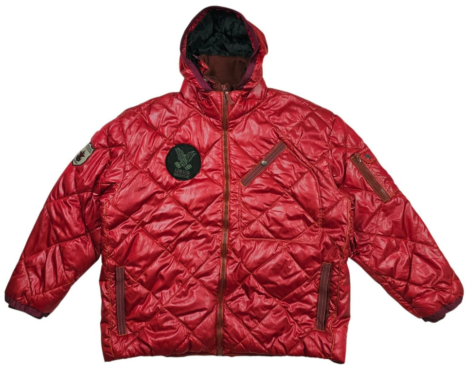 HOT Men's AVIREX USCG RESCUE QUILTED HOOD PATCHED POMEGRANATE Jacket 4L (Fit 3L) - Image 3 of 4