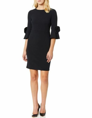 Bell Sleeve Crepe Bodycon Navy Dress, 6 