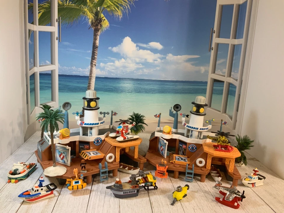 Micro Machines 2 COMPLETE sets Exploration Harbor Rescue Center Playsets - Image 2 of 4